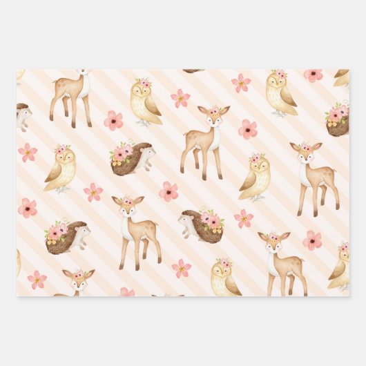 Niedliche Waldtiere Geschenkpapier Set (Vorderseite)