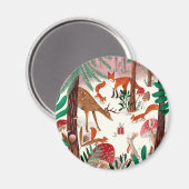 Niedliche Waldtiere, grün und rosa Waldtiere Magnet (Vorderseite/Rückseite)