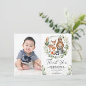 Niedliche Waldtiere Grüne Gold Geburtstag Dankeskarte (Stehend Vorderseite)