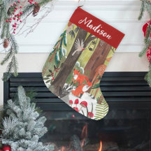 Niedliche Waldtiere Grüne Weihnachten