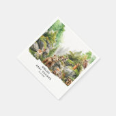 Niedliche Waldtiere Grünpflanzen Kinderdusche Serviette (Ecke)