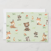 Niedliche Waldtiere Holz 1. Geburtstag Dankeskarte (Rückseite)