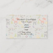 Niedliche Waldtiere Illustriertes Muster Visitenkarte (Rückseite)