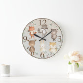 Niedliche Waldtiere im Aquarellwald Große Wanduhr (Zuhause)
