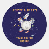 Niedliche Waldtiere im Weltraum Geburtstag Runder Aufkleber (Vorderseite)