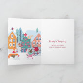 Niedliche Waldtiere in Schnee Frohe Weihnachten (Innenseite)