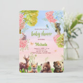 Niedliche Waldtiere Jungle Safari Kinderdusche Einladung (Stehend Vorderseite)