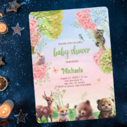 Niedliche Waldtiere Jungle Safari Kinderdusche Einladung