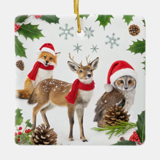 Niedliche Waldtiere Keramikornament (Vorderseite)