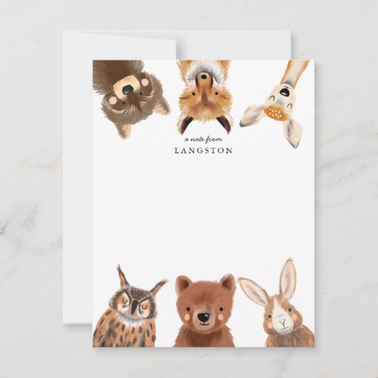 Niedliche Waldtiere Kinder Mitteilungskarte (Vorderseite)