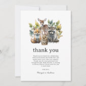 Niedliche Waldtiere Kinderdusche Dankeskarte (Vorderseite)