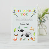 Niedliche Waldtiere Kinderdusche Dankeskarte (Stehend Vorderseite)