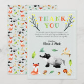 Niedliche Waldtiere Kinderdusche Dankeskarte (Vorne/Hinten)