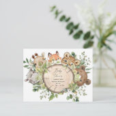 Niedliche Waldtiere Kinderdusche Einladung (Stehend Vorderseite)