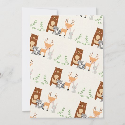 Niedliche Waldtiere Kinderdusche Einladung (Rückseite)