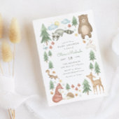 Niedliche Waldtiere Kinderdusche Einladung