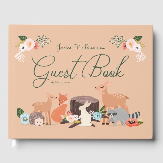 Niedliche Waldtiere Kinderdusche Gästebuch (Vorderseite)