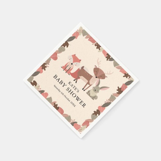 Niedliche Waldtiere Kinderdusche Serviette (Ecke)