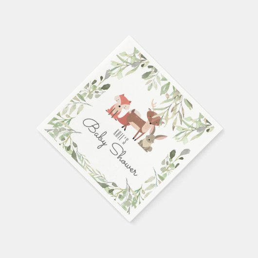 Niedliche Waldtiere Kinderdusche Serviette (Ecke)