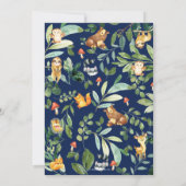 Niedliche Waldtiere Kinderduschmaschine Junge neut Einladung (Rückseite)