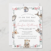 Niedliche Waldtiere Kindermädchen Dusche Einladung (Vorderseite)