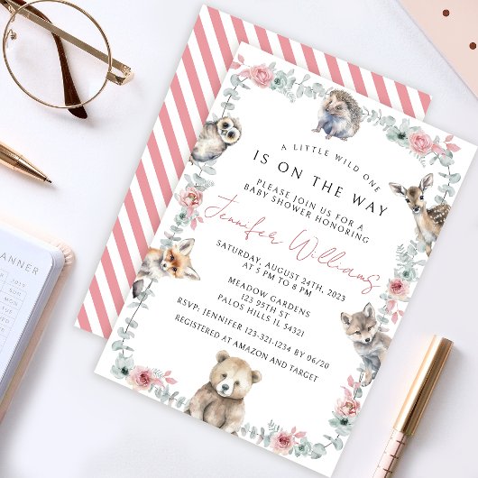 Niedliche Waldtiere Kindermädchen Dusche Einladung