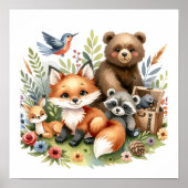 Niedliche Waldtiere Kinderzimmer Kunst Poster (Vorne)