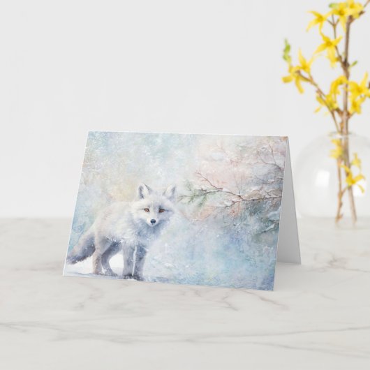 Niedliche Waldtiere Koyote im Schneefall Karte (Gelbe Blume)
