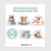 Niedliche Waldtiere Lesen von Büchern Storytime Aufkleber (Blatt)
