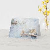 Niedliche Waldtiere Maus im Schnee Gruß Karte (Gelbe Blume)