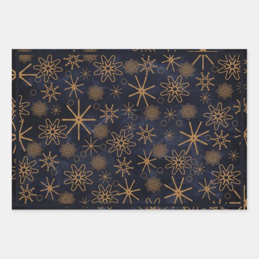 Niedliche Waldtiere Muster Navy Blauer Weihnachten Geschenkpapier Set (Vorderseite)