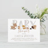 Niedliche Waldtiere | Neutrale Babydusche für Gesc Einladung (Stehend Vorderseite)