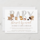 Niedliche Waldtiere neutrale Babydusche per Post Einladung (Vorderseite)