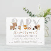 Niedliche Waldtiere neutrale Babydusche per Post Einladung (Stehend Vorderseite)