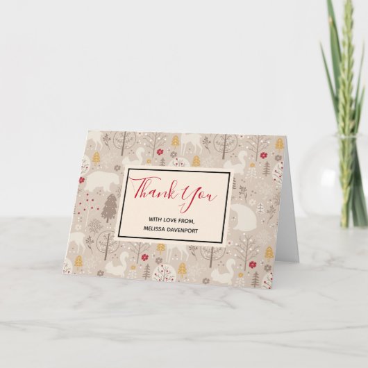 Niedliche Waldtiere Nordic Muster Vielen Dank Karte (Vorderseite)