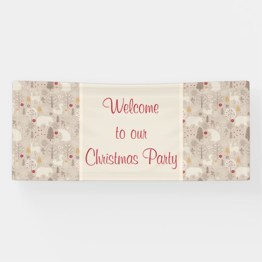 Niedliche Waldtiere Nordic Muster Weihnachten Banner (Horizontal)