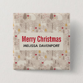 Niedliche Waldtiere Nordic Muster Weihnachten Button