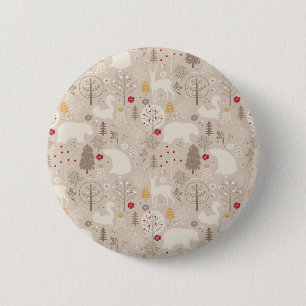 Niedliche Waldtiere Nordic Muster Weihnachten Button