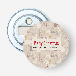 Niedliche Waldtiere Nordic Muster Weihnachten Flaschenöffner