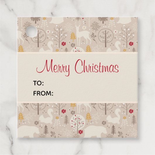 Niedliche Waldtiere Nordic Muster Weihnachten Geschenkanhänger (Vorderseite)