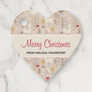 Niedliche Waldtiere Nordic Muster Weihnachten Geschenkanhänger