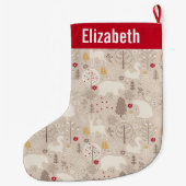 Niedliche Waldtiere Nordic Muster Weihnachten Großer Weihnachtsstrumpf (Rückseite)