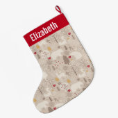 Niedliche Waldtiere Nordic Muster Weihnachten Großer Weihnachtsstrumpf (Rückseite (Hängend))