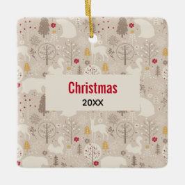 Niedliche Waldtiere Nordic Muster Weihnachten Keramikornament