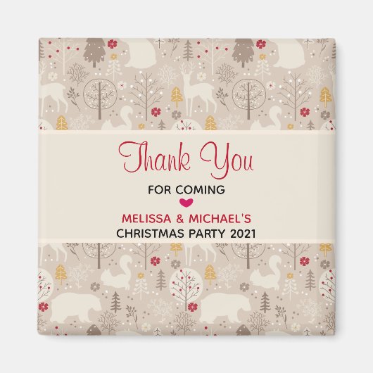 Niedliche Waldtiere Nordic Muster Weihnachten Magnet (Vorne)