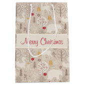 Niedliche Waldtiere Nordic Muster Weihnachten Mittlere Geschenktüte (Vorderseite)