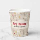 Niedliche Waldtiere Nordic Muster Weihnachten Pappbecher (Vorderseite)