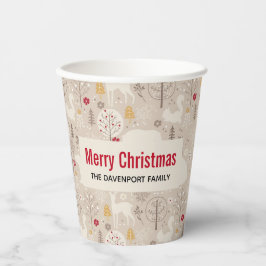 Niedliche Waldtiere Nordic Muster Weihnachten Pappbecher