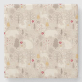 Niedliche Waldtiere Nordic Muster Weihnachten Steinuntersetzer (Vorderseite)