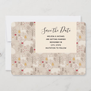 Niedliche Waldtiere Nordic Pattern Hochzeit Save The Date